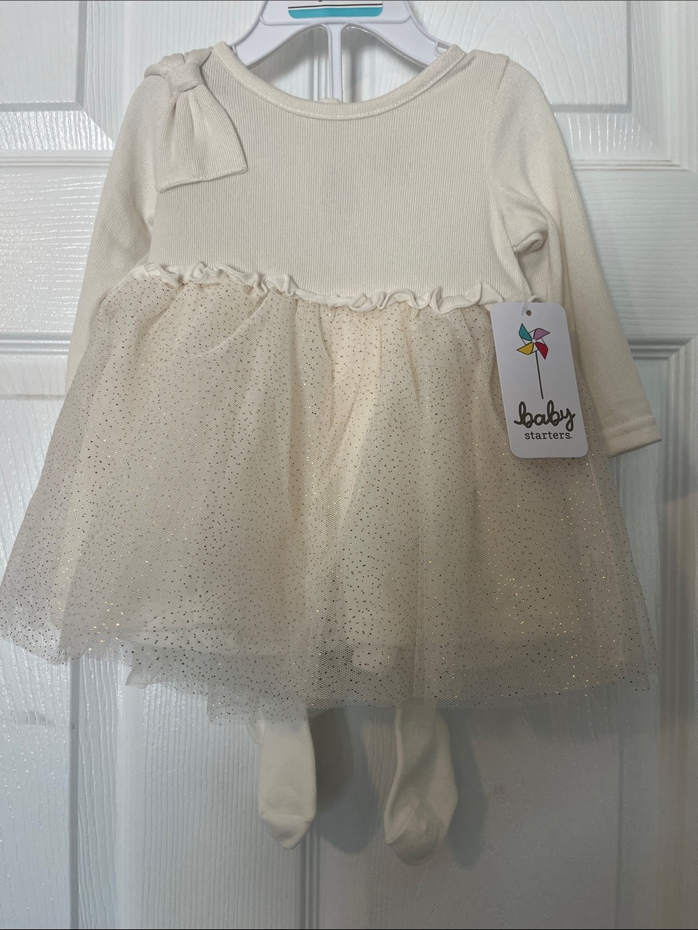 Baby Starters Ivory Tulle Dress with Shoulder Bow